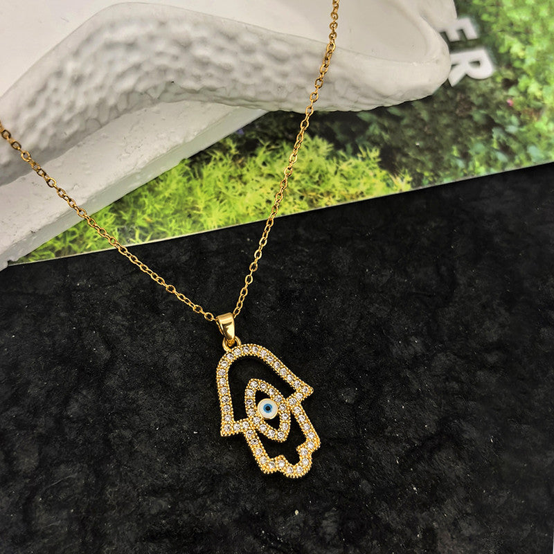 Devine Eye Hamsa Pendant Necklace Anti Tarnish