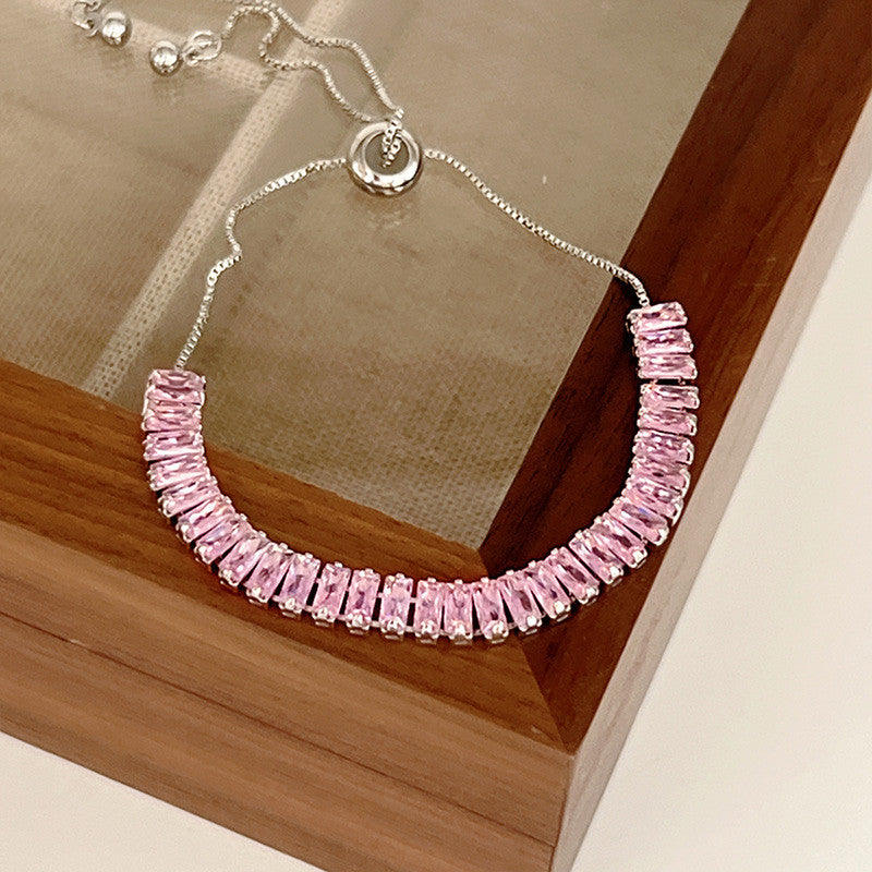 Pink Matrix Silver Tennis Anti Tarnish Bracelet