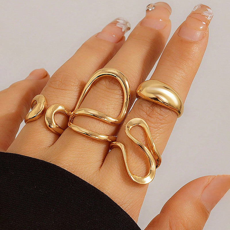 Stackable ring set of 4 gold plated