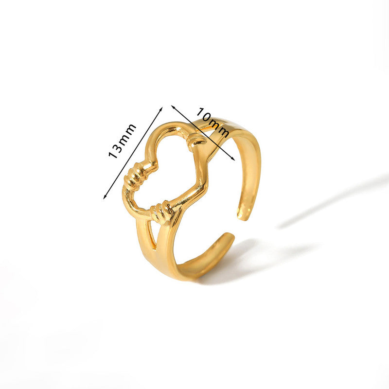 Three Hands Holding A Heart Anti Tarnish Finger Ring