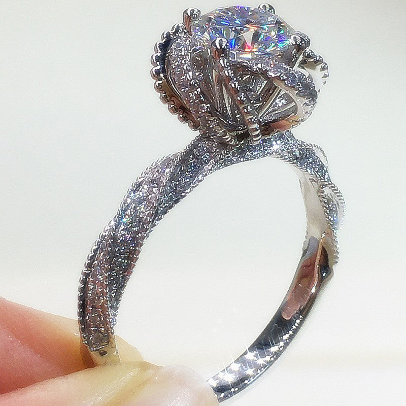 Twisted Ice Silver-Plated Crushed Diamond Ring