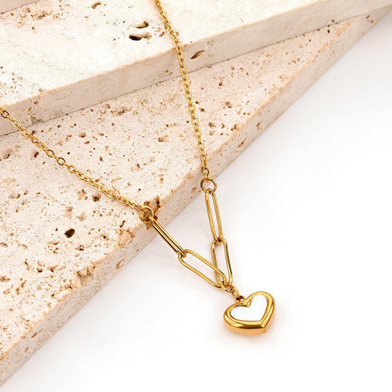 Linked Love MOP Pendant Necklace Anti Tarnish