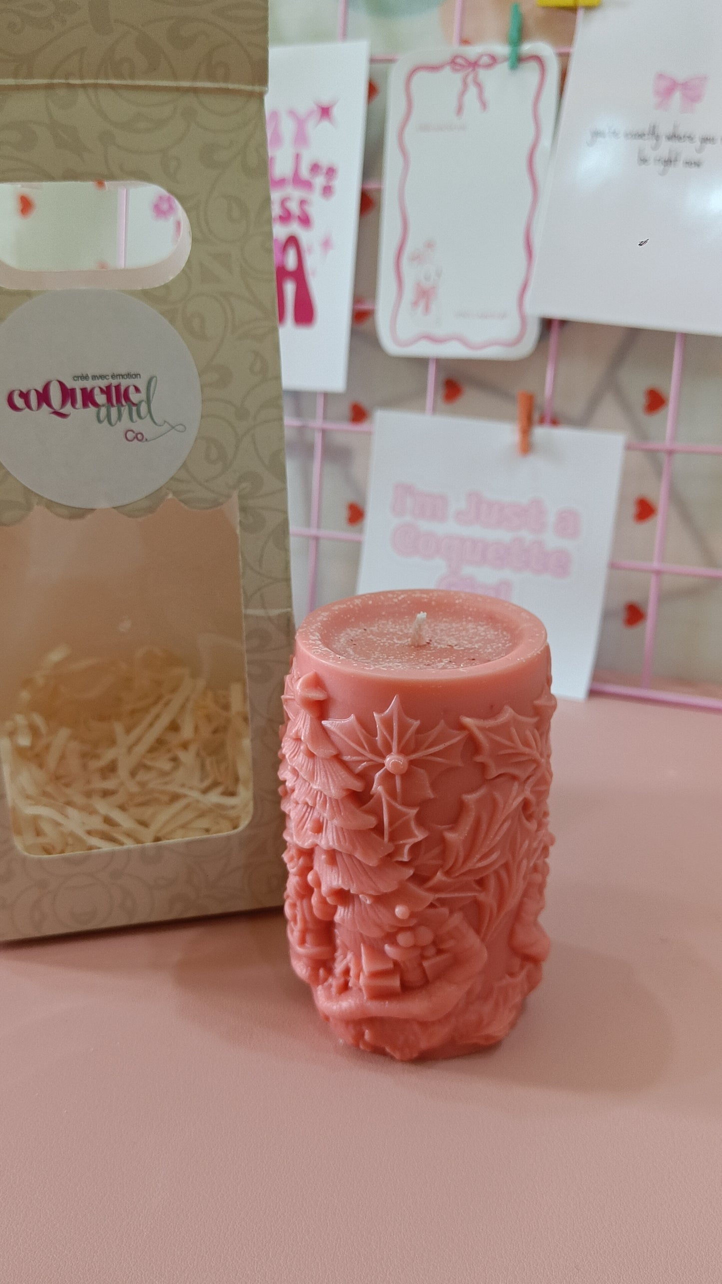 Big Christmas Themed Pillar Candle