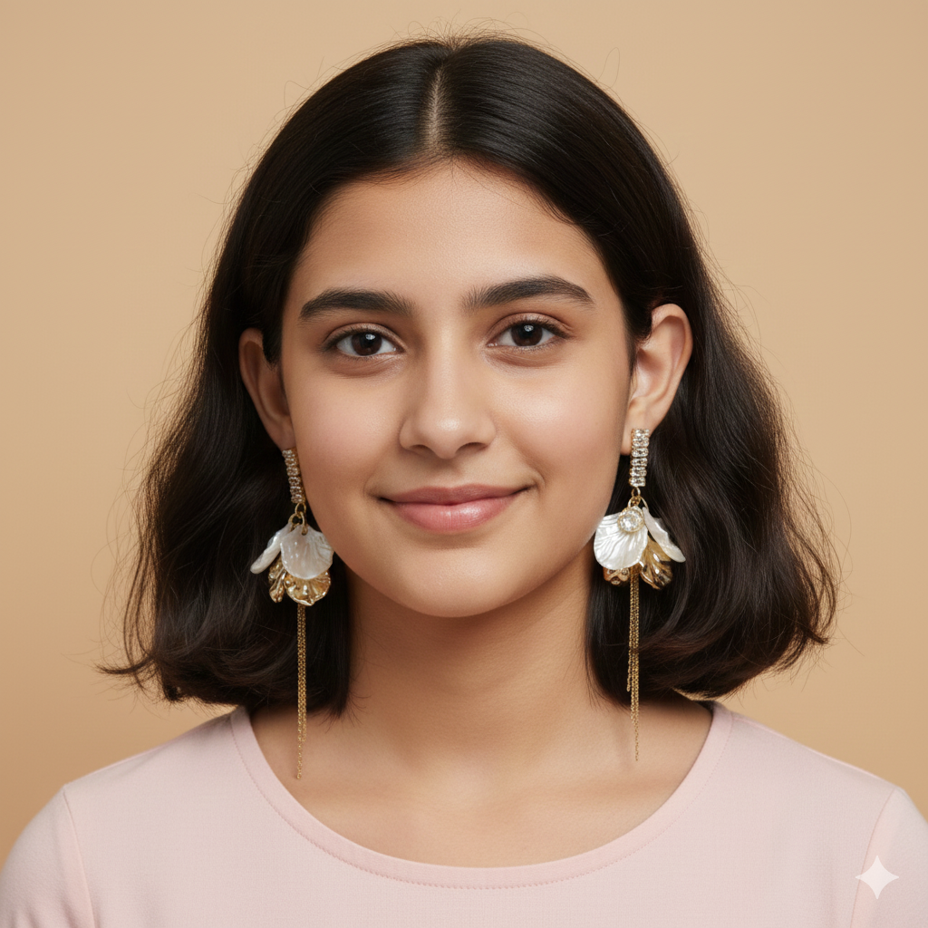 Enchanted Petal Cascade Gold-Plated Dangler Anti Tarnish Earrings