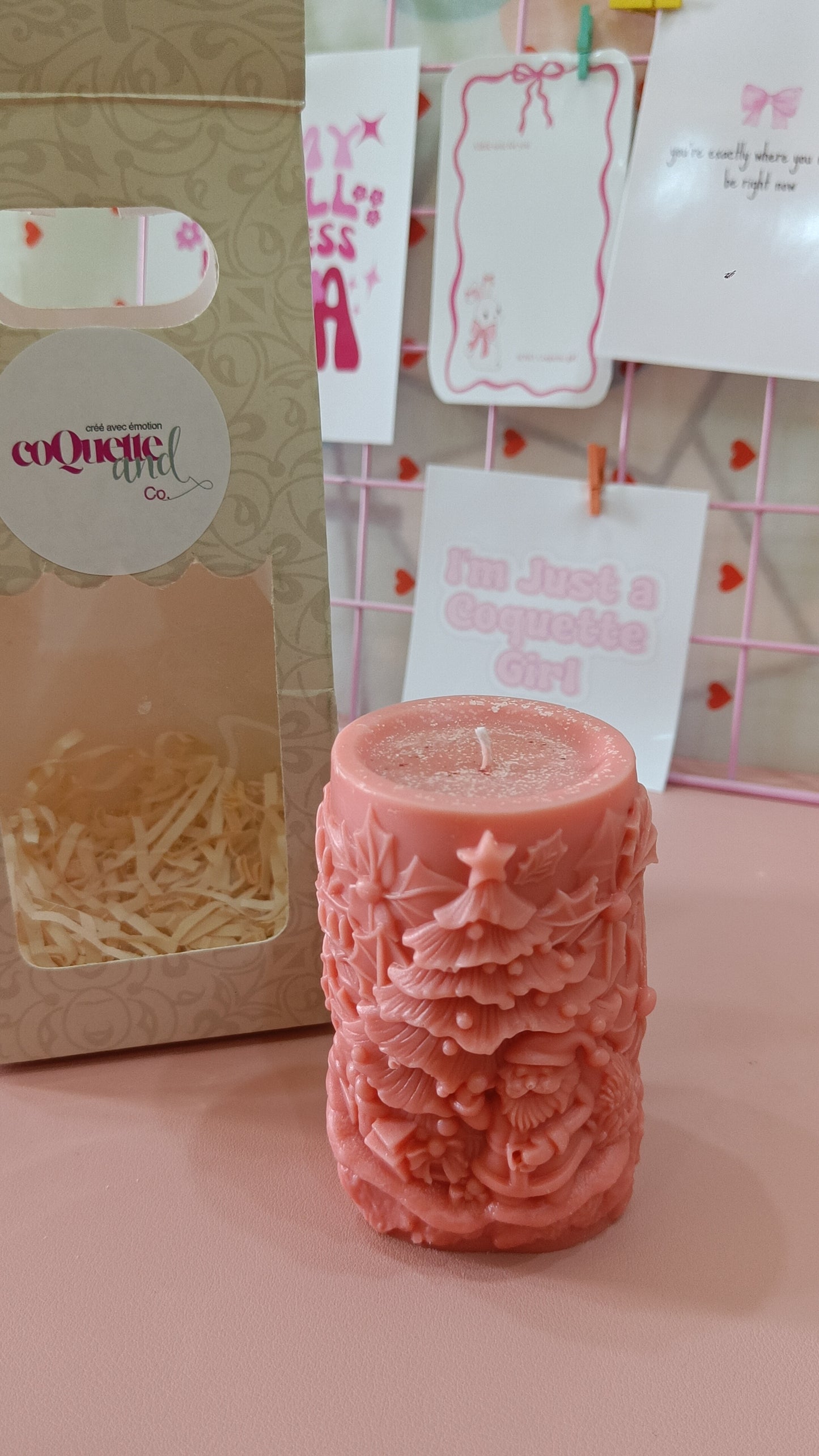 Big Christmas Themed Pillar Candle