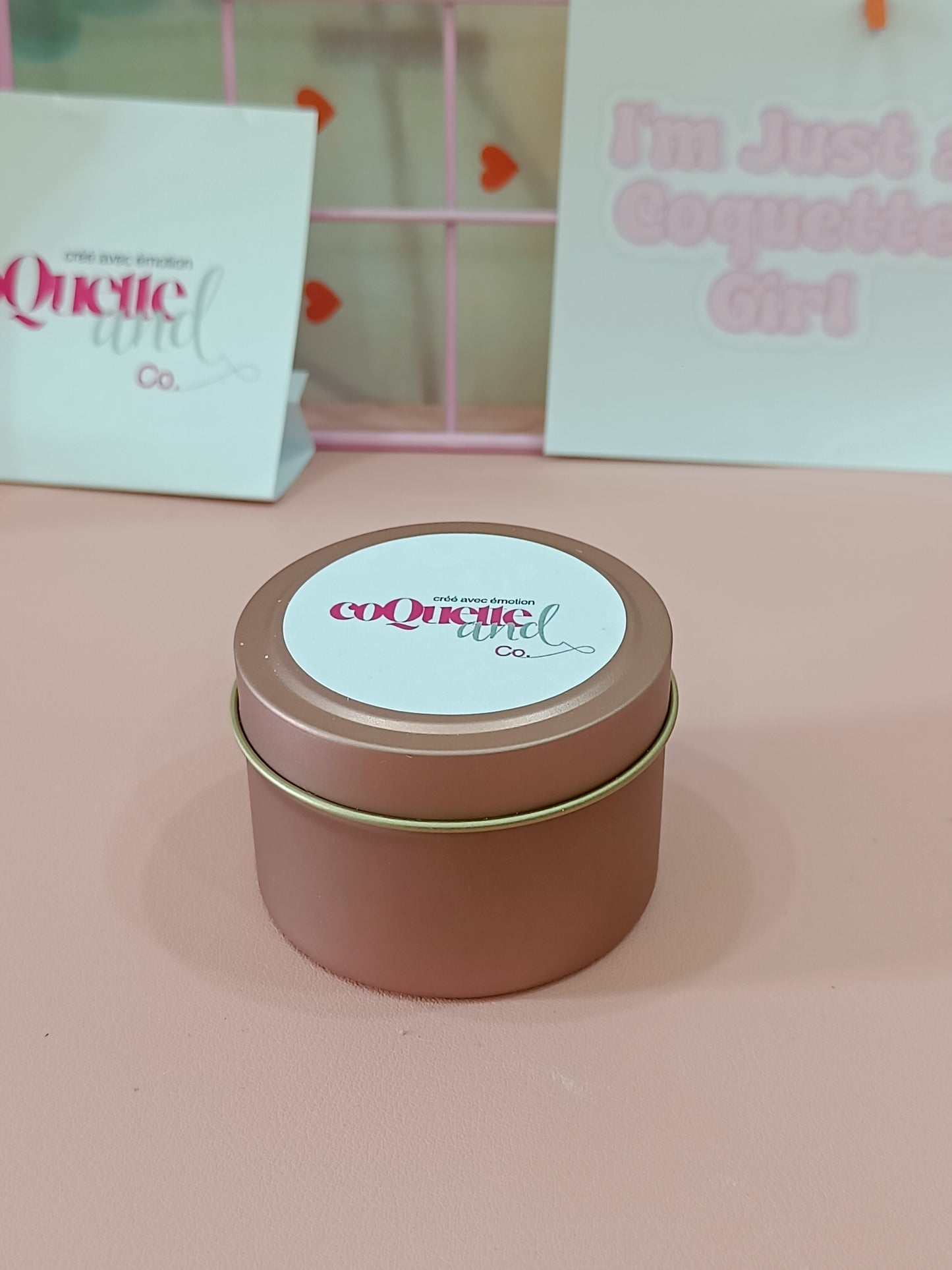 Rose Gold Matt Tin Candle Jar- white bow