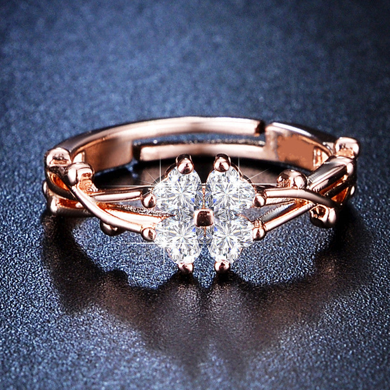 Rosaline Bloom Rose Gold Anti Tarnish Finger Ring