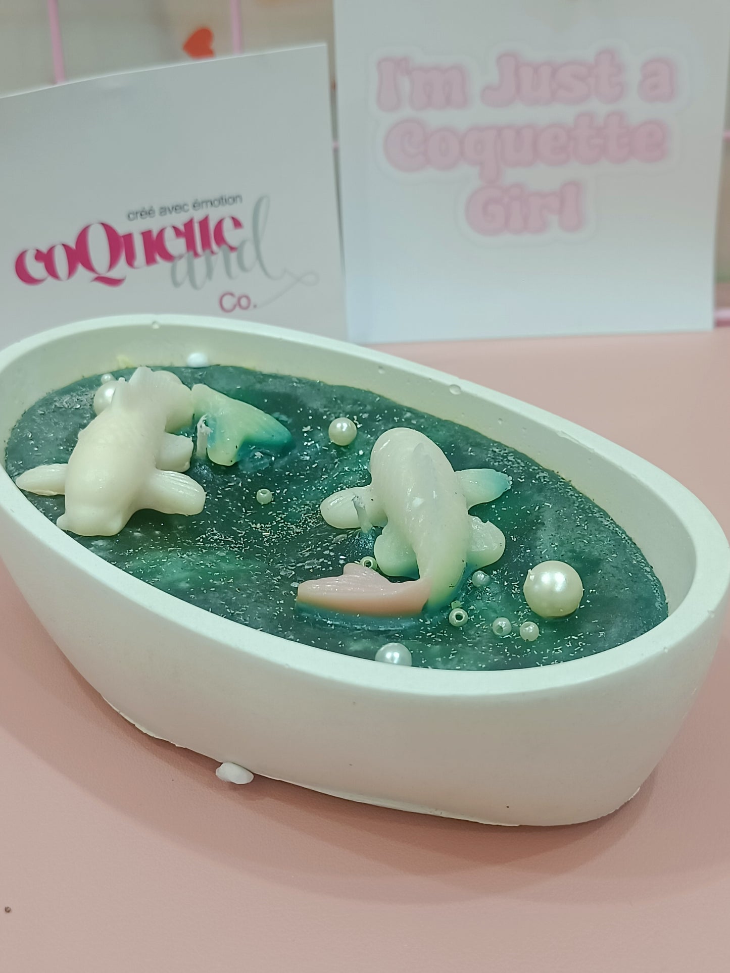 2 fish in a pond with ceramic container big size