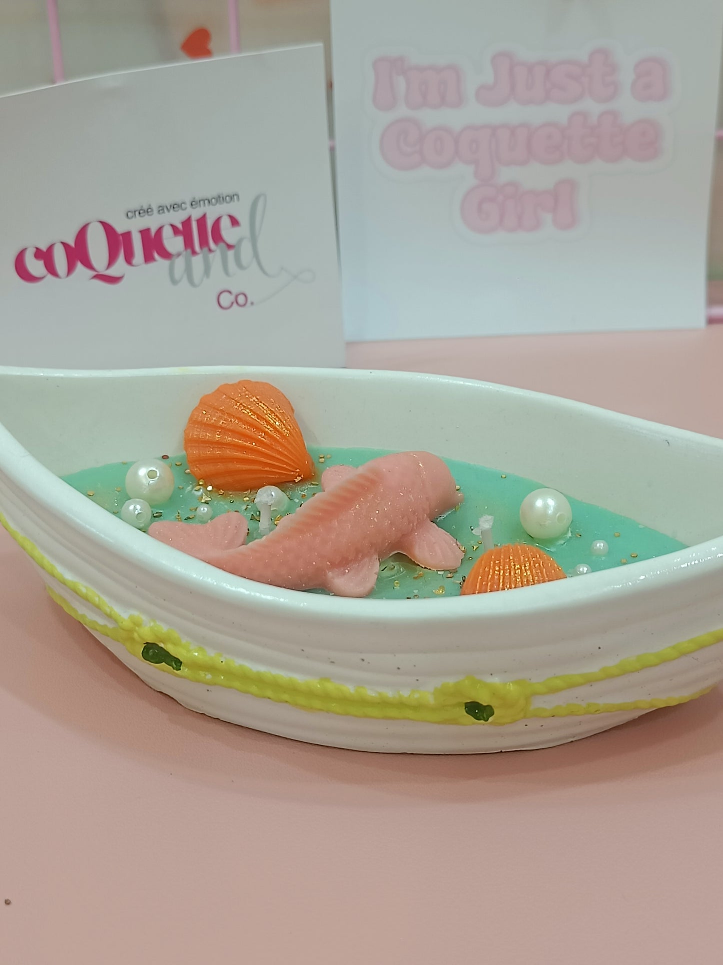 Fish on a boat with ceramic container