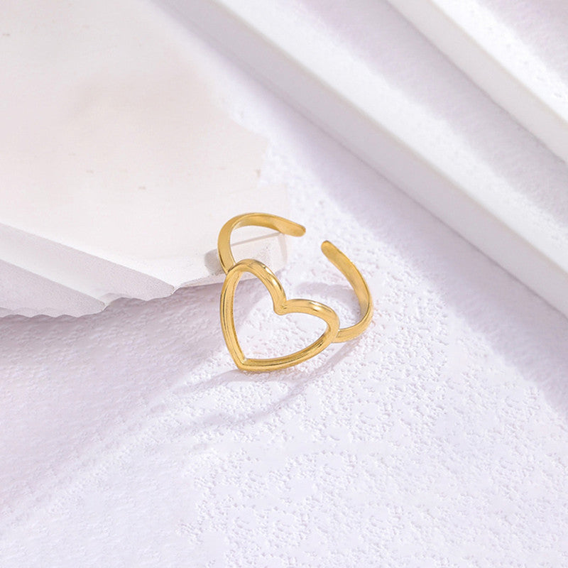 Hollow Heart Inspired Anti Tarnish Finger Ring