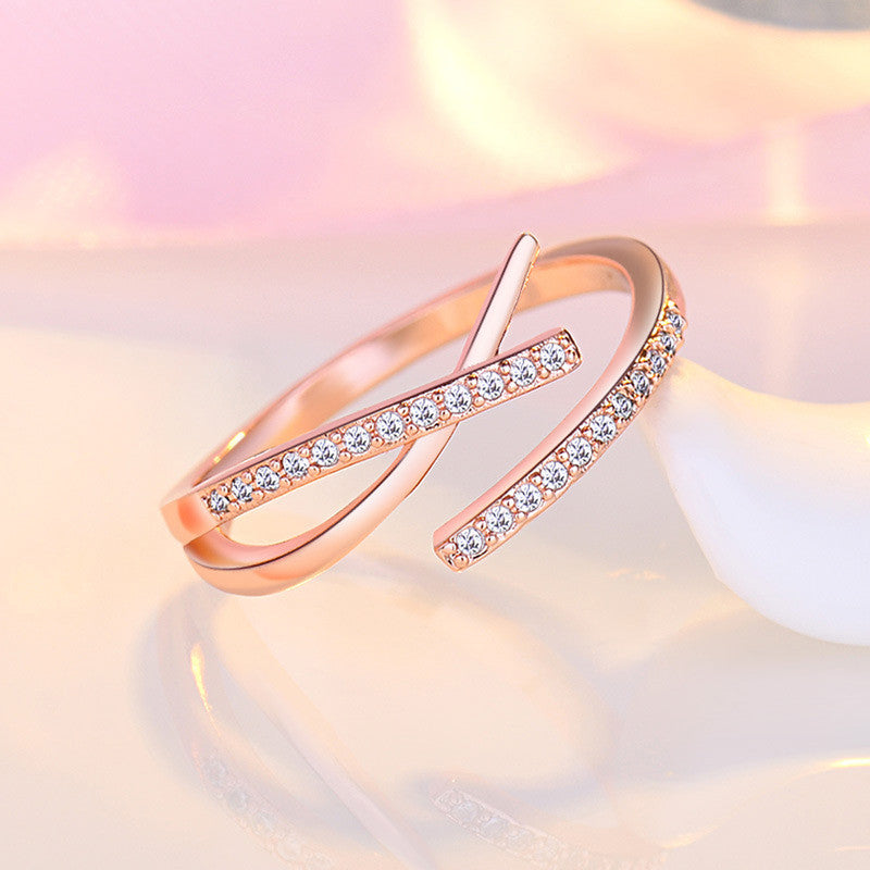 Rose Gold Criss Cross Anti Tarnish Finger Ring