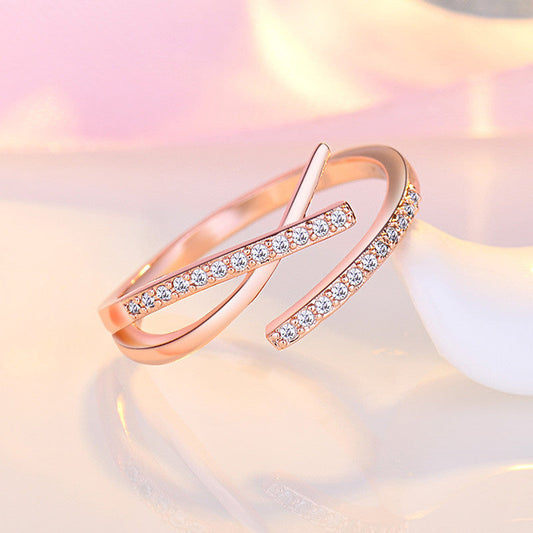 Rose Gold Criss Cross Anti Tarnish Finger Ring