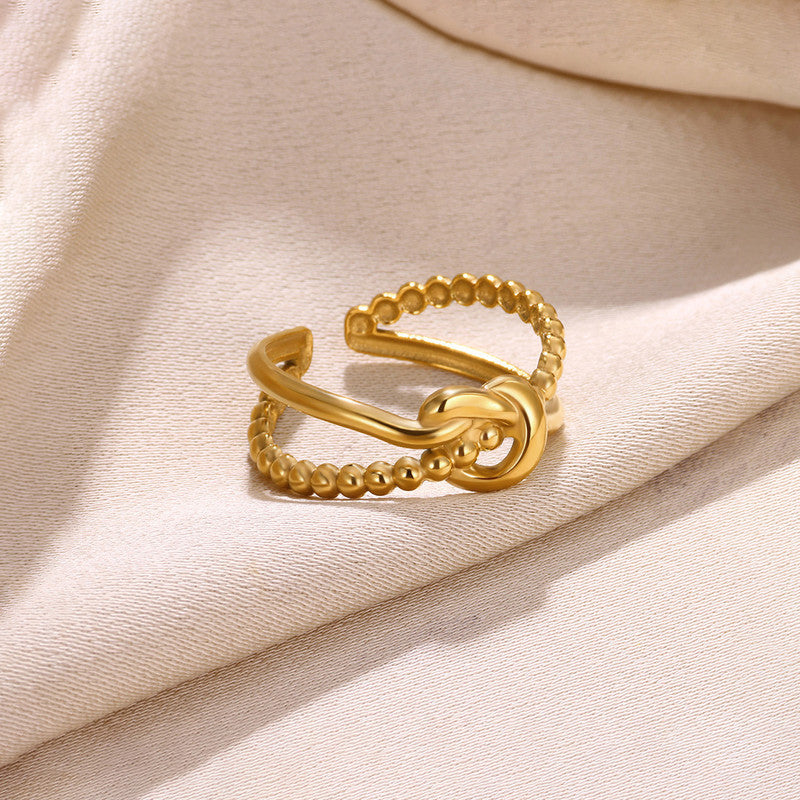 Golden Knot Spiral Anti Tarnish Finger Ring