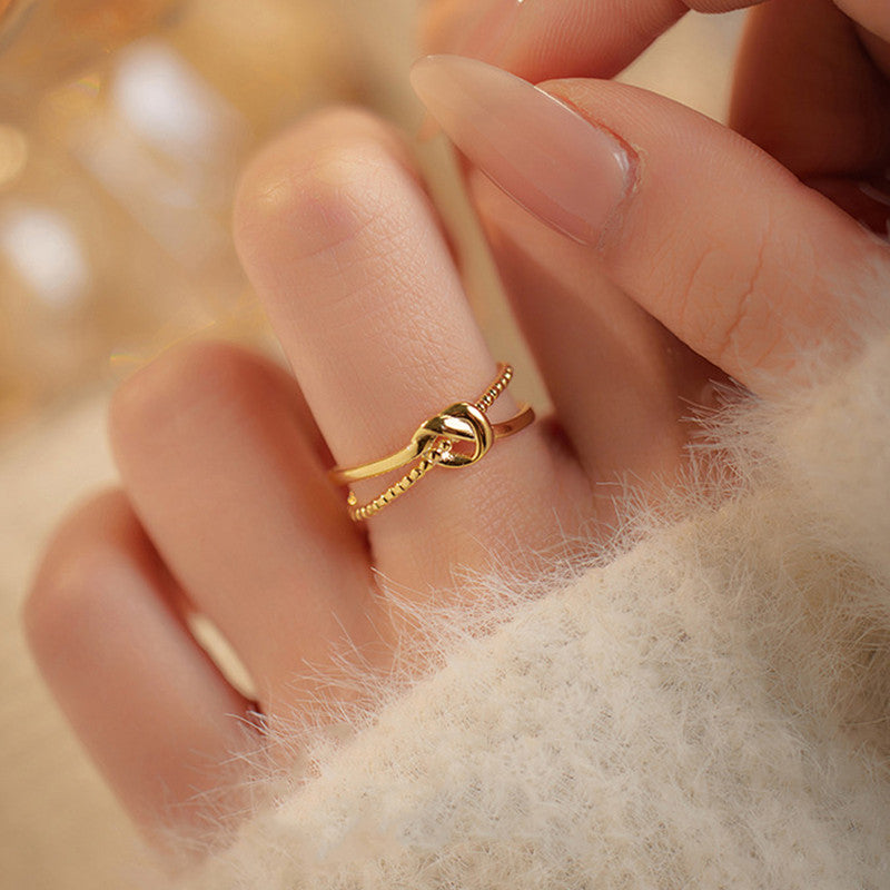 Golden Knot Spiral Anti Tarnish Finger Ring