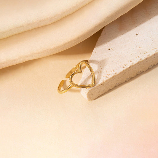 Hollow Heart Inspired Anti Tarnish Finger Ring