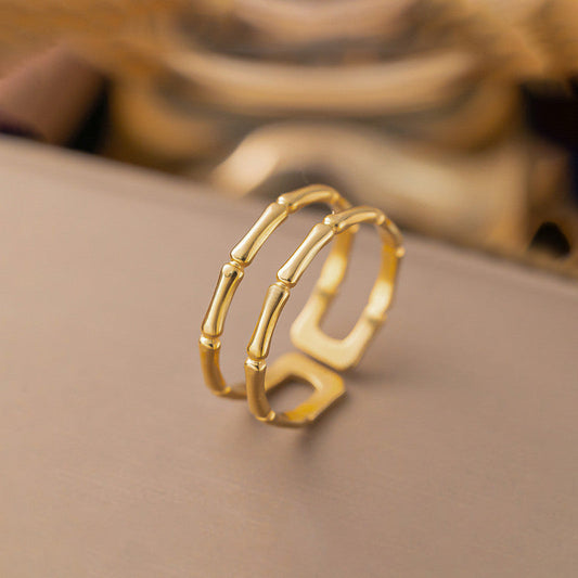 Bamboo Style Adjustable Anti Tarnish Finger Ring