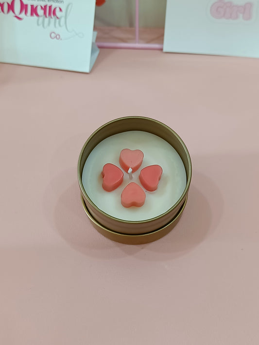 Gold Matt Tin Candle Jar - Mini Hearts Themed