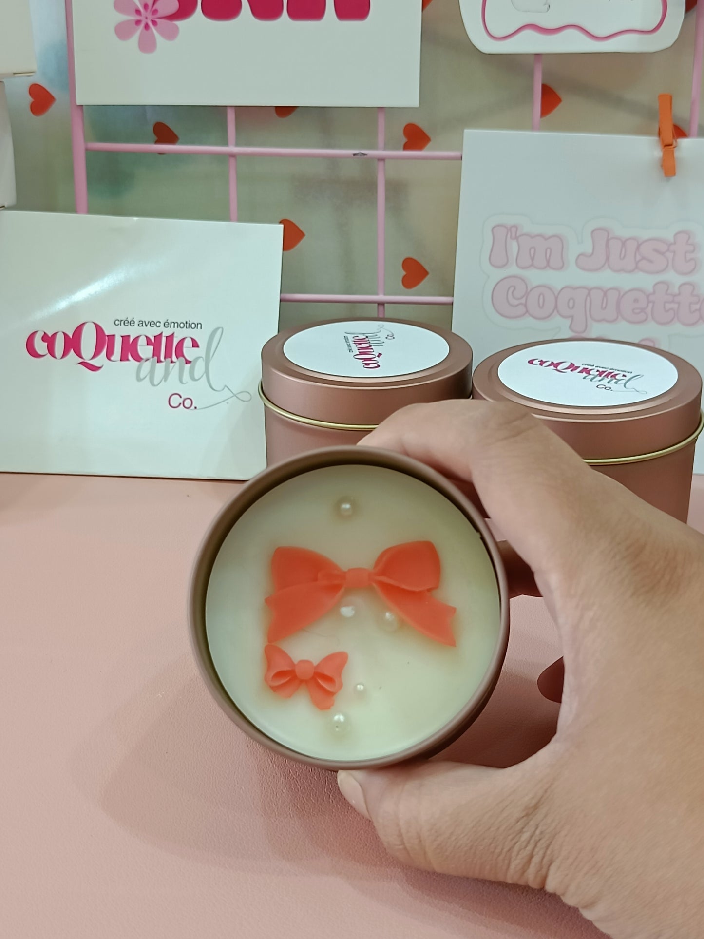 Rose Gold Matt Tin Candle Jar- Red Bow