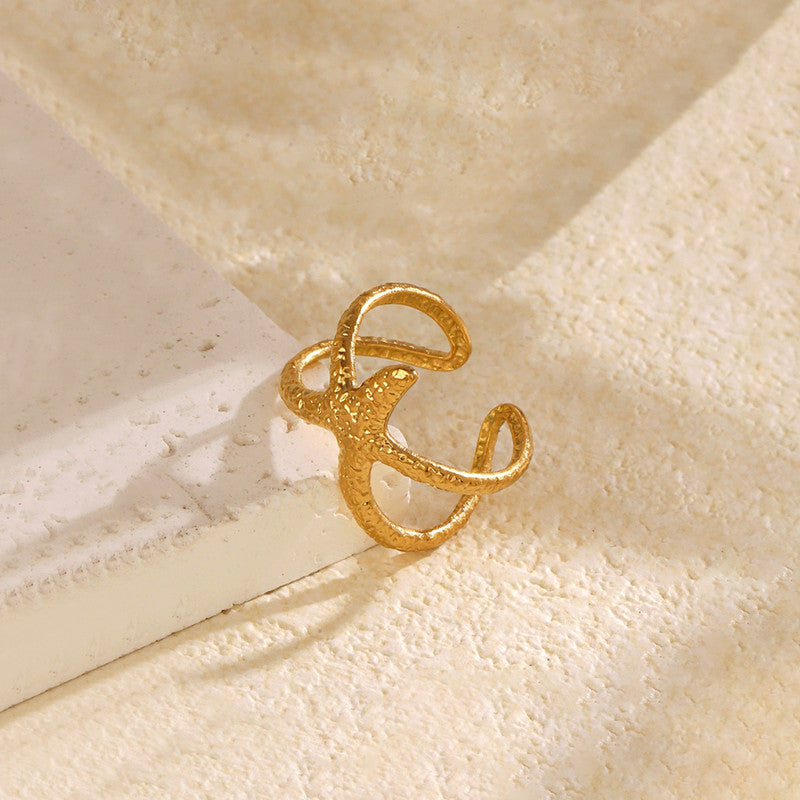 Golden Starfish Anti Tarnish Finger Ring