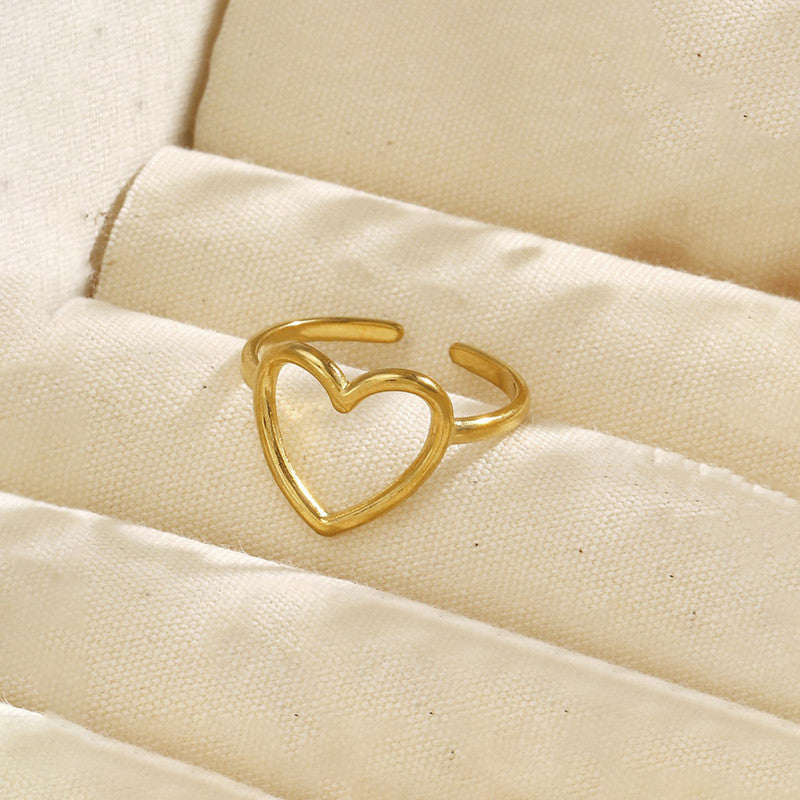 Hollow Heart Inspired Anti Tarnish Finger Ring