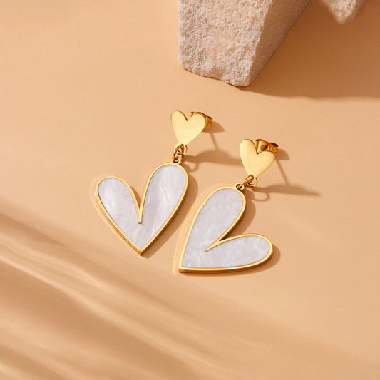 White Heart Elegance Drop Anti Tarnish Earrings