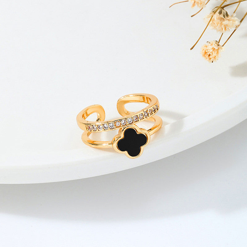 Midnight Clover Anti Tarnish Finger Ring