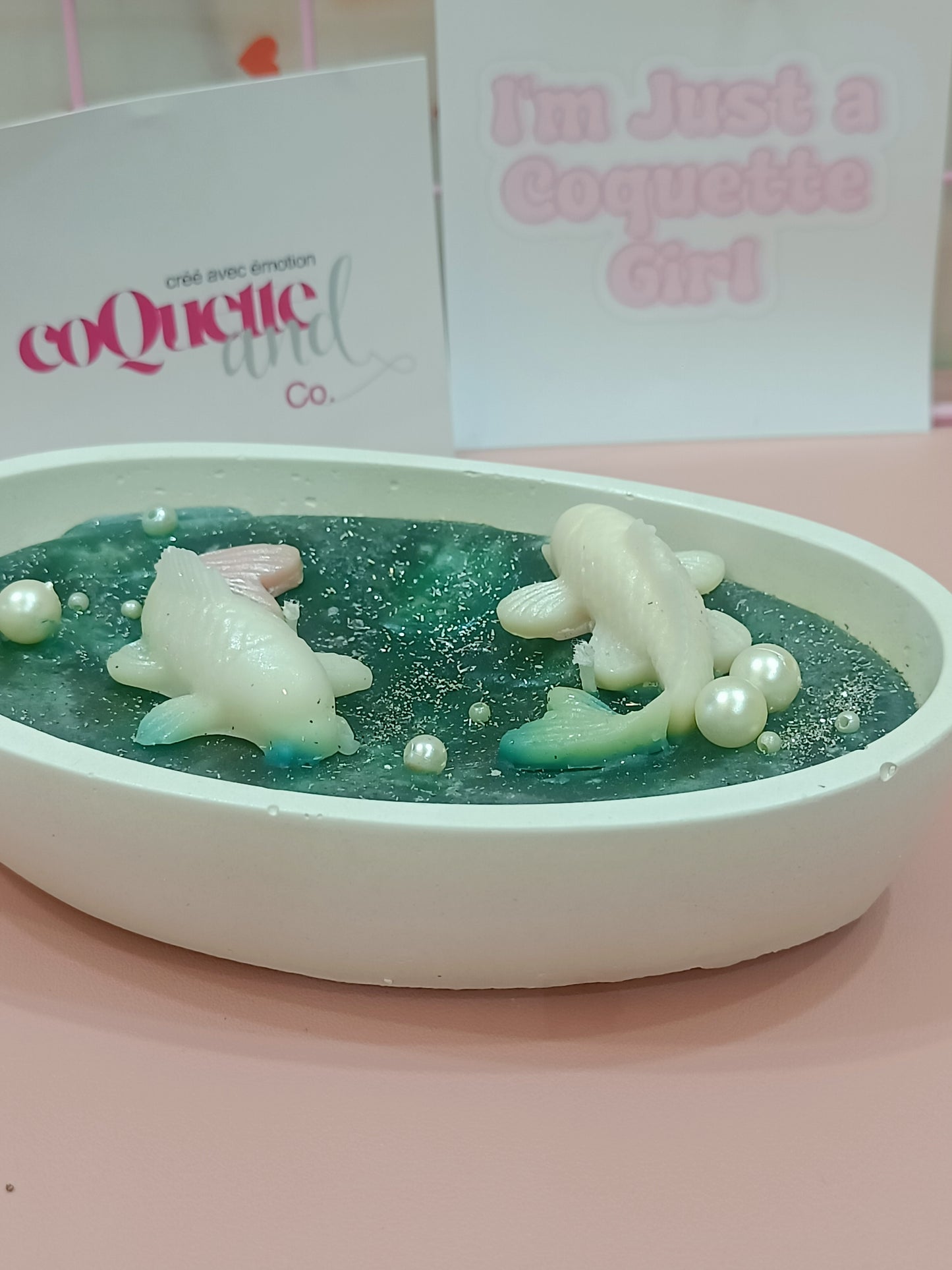 2 fish in a pond with ceramic container big size