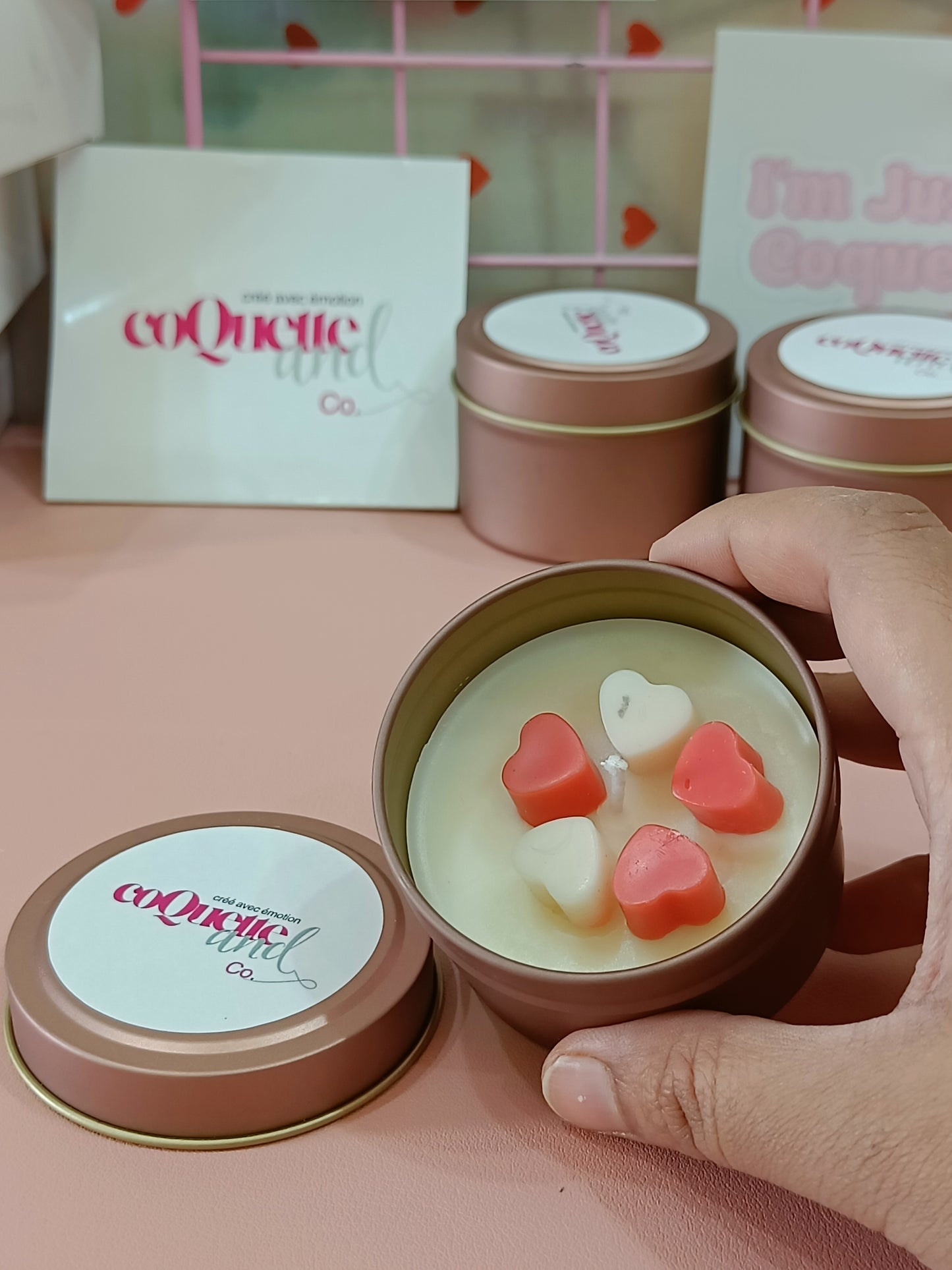 Rose Gold Matt Tin Candle Jar- mini hearts