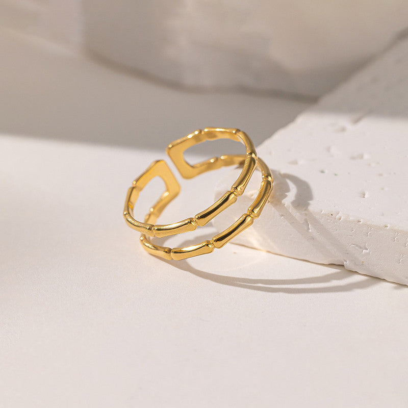 Bamboo Style Adjustable Anti Tarnish Finger Ring