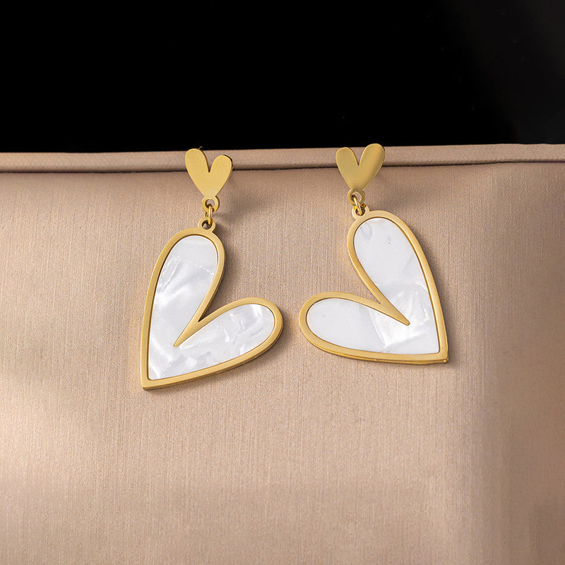 White Heart Elegance Drop Anti Tarnish Earrings