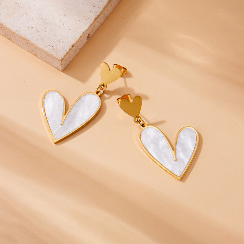 White Heart Elegance Drop Anti Tarnish Earrings