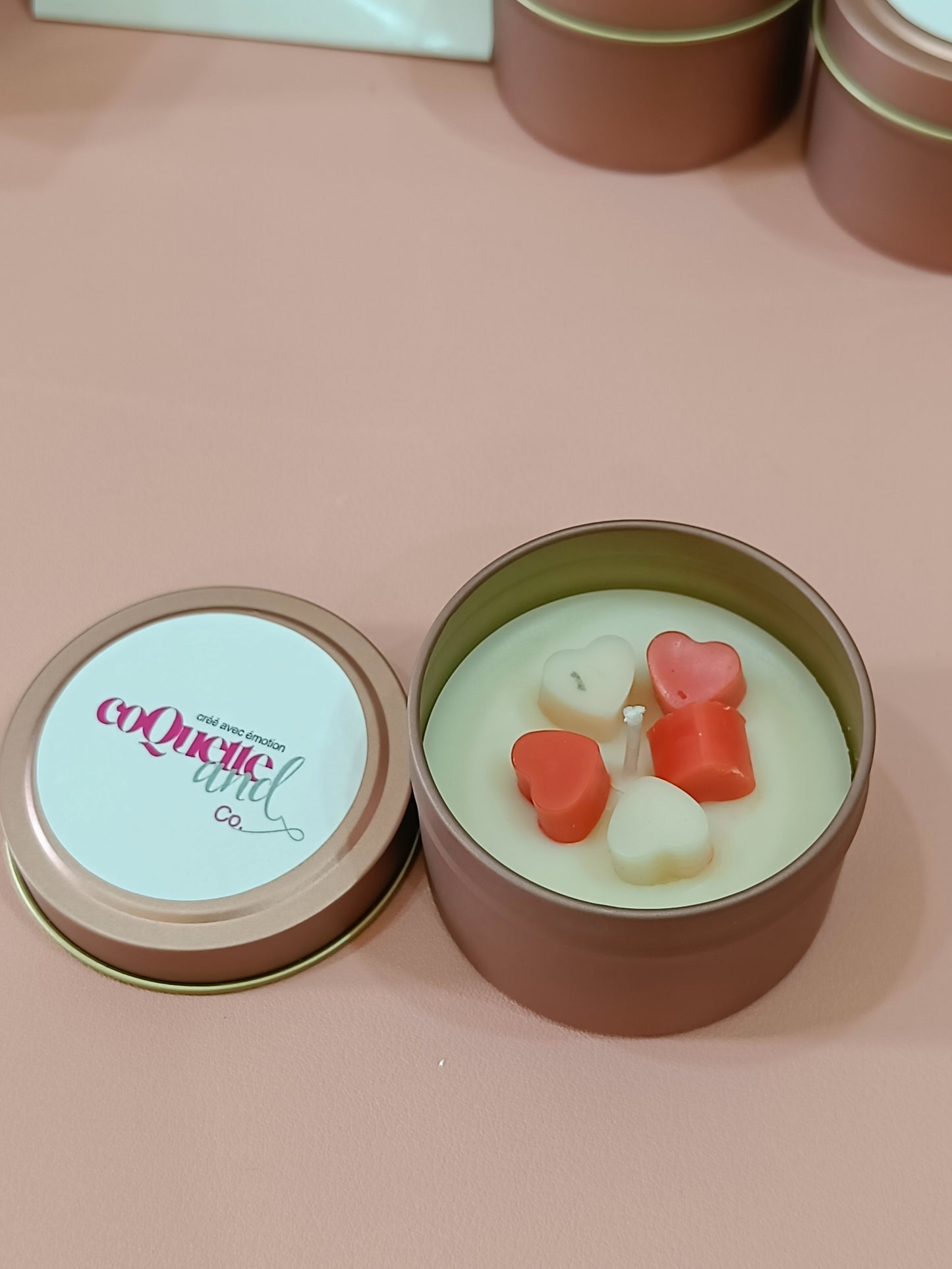 Rose Gold Matt Tin Candle Jar- mini hearts