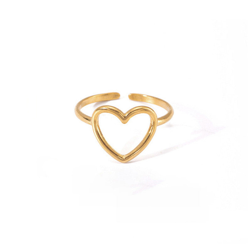 Hollow Heart Inspired Anti Tarnish Finger Ring