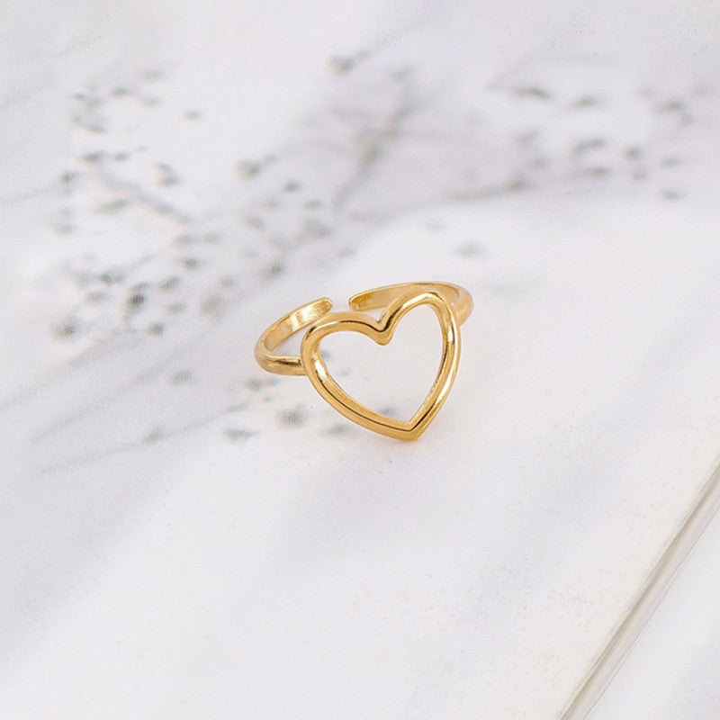 Hollow Heart Inspired Anti Tarnish Finger Ring