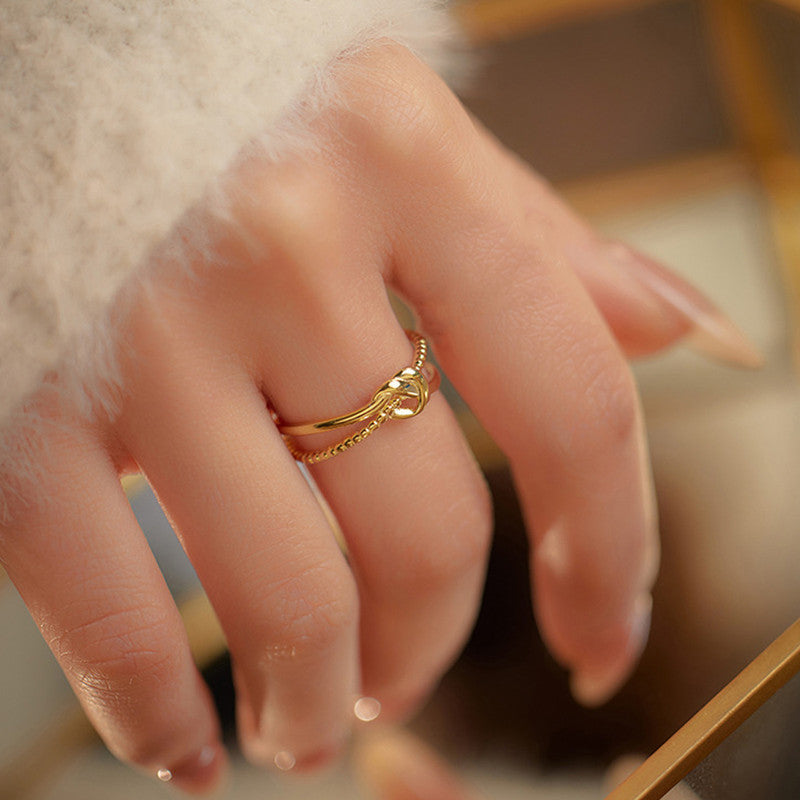 Golden Knot Spiral Anti Tarnish Finger Ring