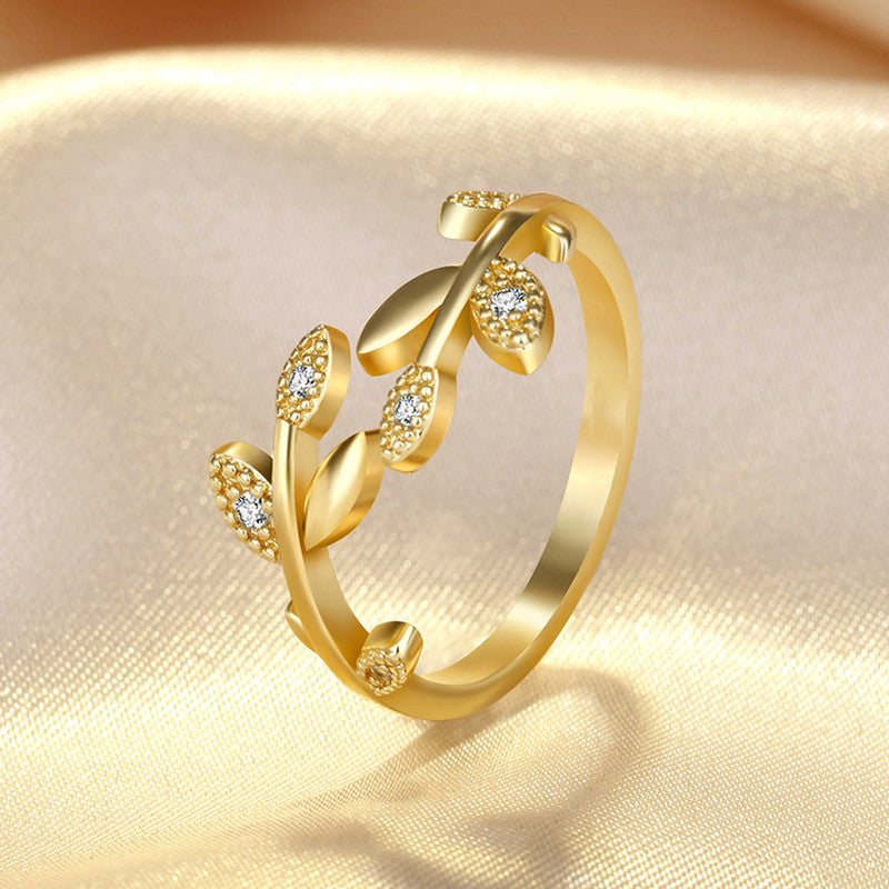 Elysian Leaf Adjustable Anti Tarnish Finger ring