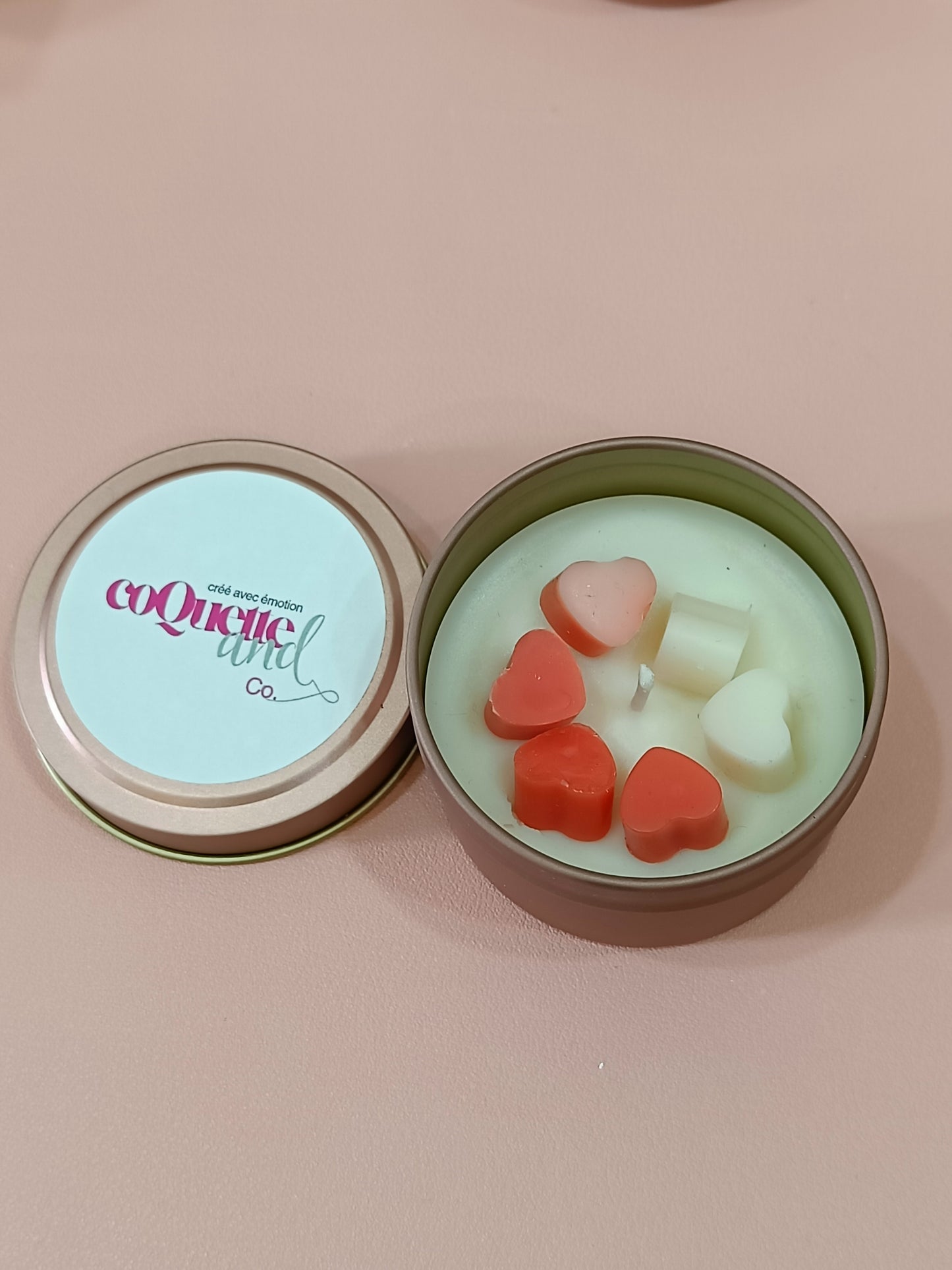 Rose Gold Matt Tin Candle Jar- mini hearts
