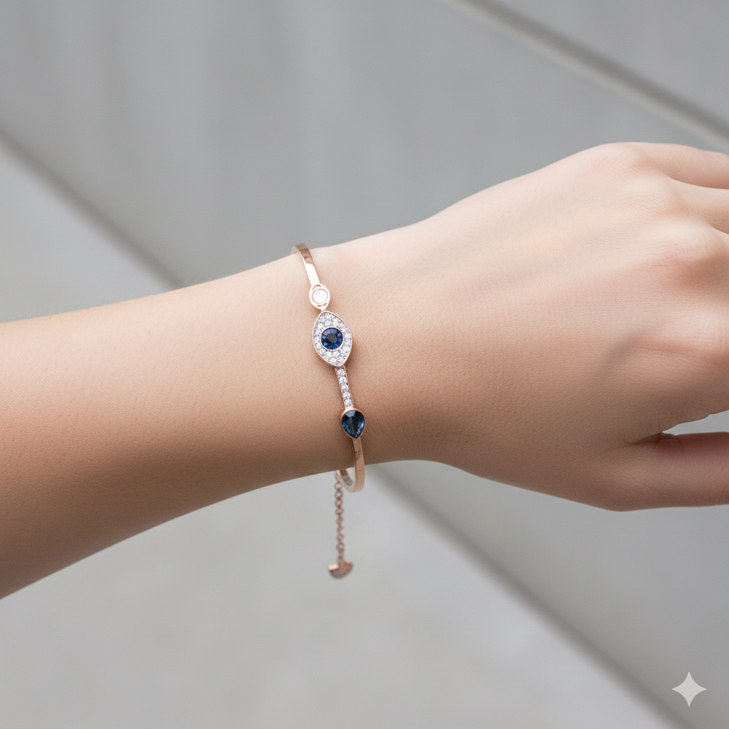 Rosé Guardian Evil Eye Bangle Anti Tarnish Bracelet