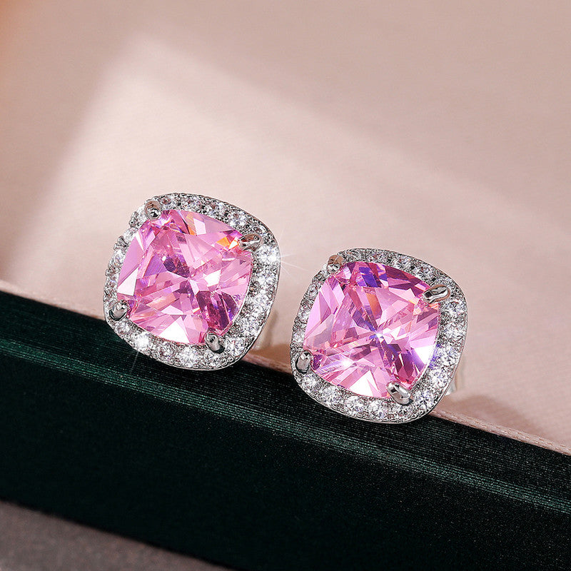 Pink Frost Crushed Ice Studs Anti Tarnish Earrings