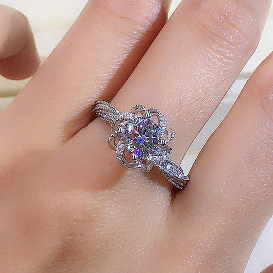 Twisted Ice Silver-Plated Crushed Diamond Ring