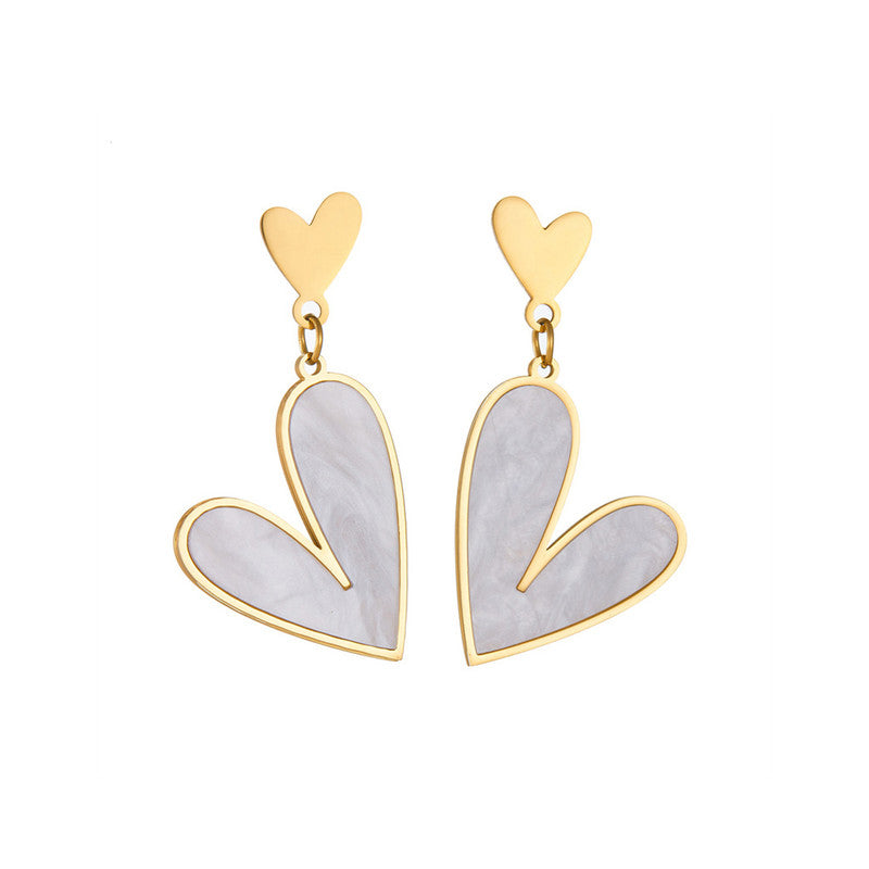 White Heart Elegance Drop Anti Tarnish Earrings