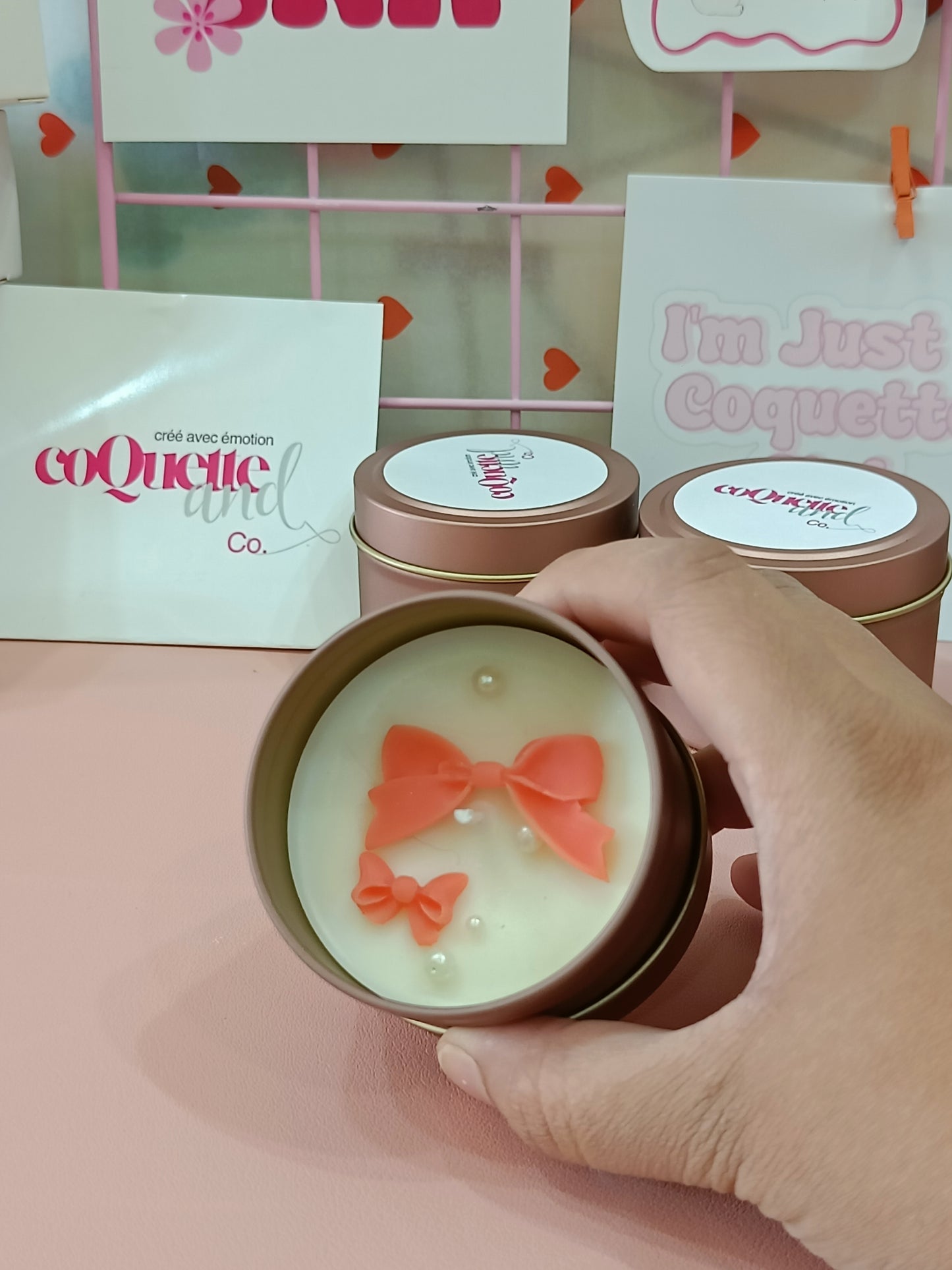 Rose Gold Matt Tin Candle Jar- Red Bow