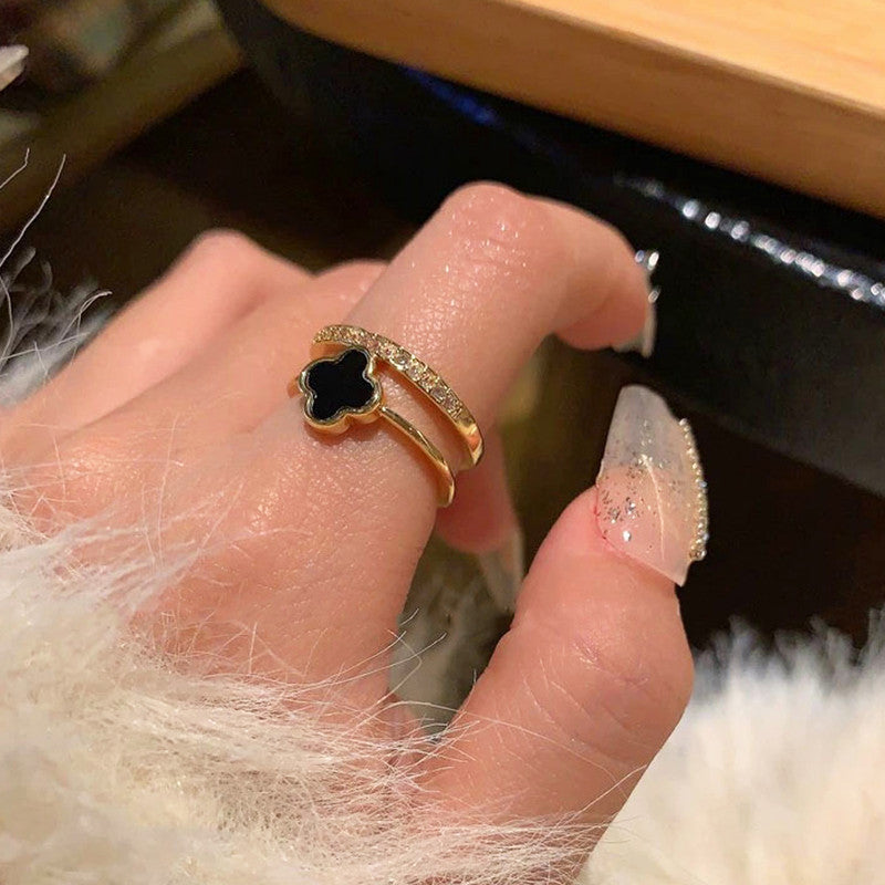 Midnight Clover Anti Tarnish Finger Ring