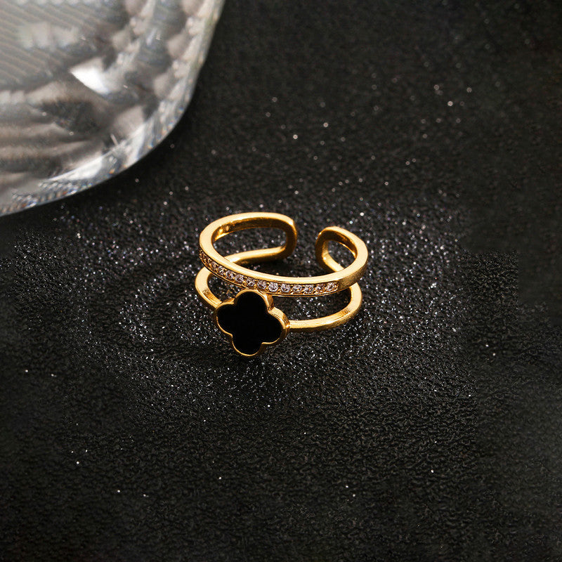 Midnight Clover Anti Tarnish Finger Ring