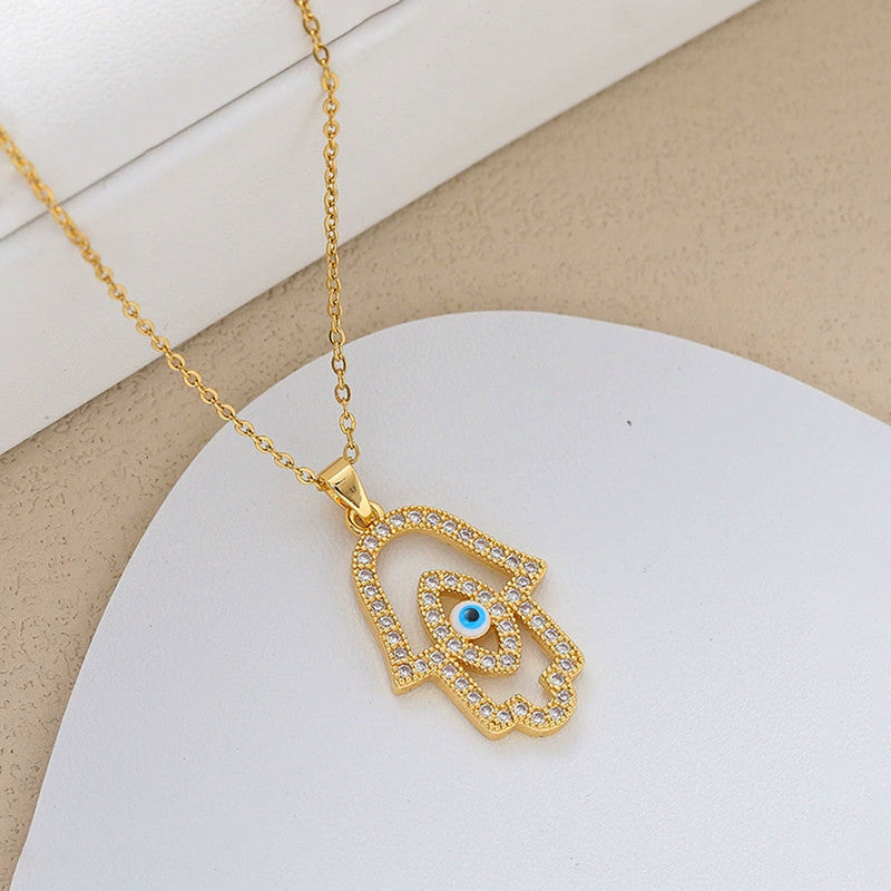 Devine Eye Hamsa Pendant Necklace Anti Tarnish