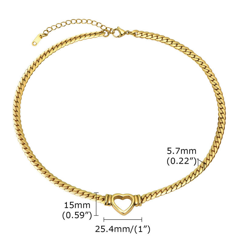 Golden Hollow Heart Necklace Anti Tarnish
