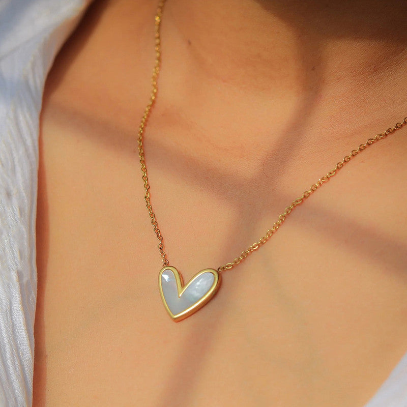 Serene Heart MOP Necklace Anti Tarnish