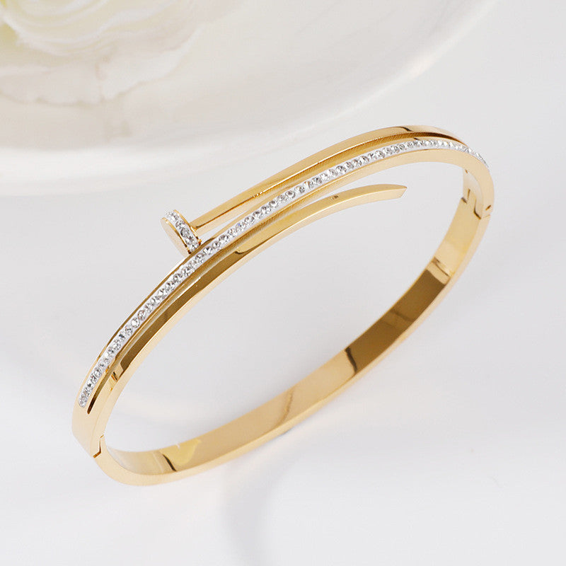 Golden Nail Loop Anti Tarnish Bracelet