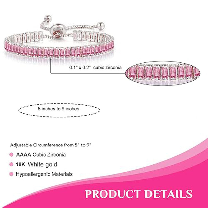 Pink Matrix Silver Tennis Anti Tarnish Bracelet