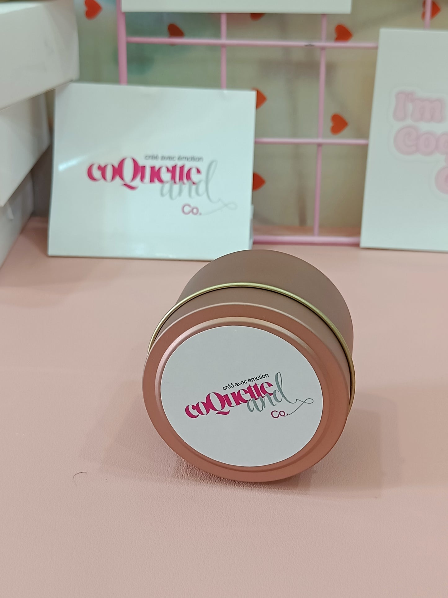 Rose Gold Matt Tin Candle Jar- white bow